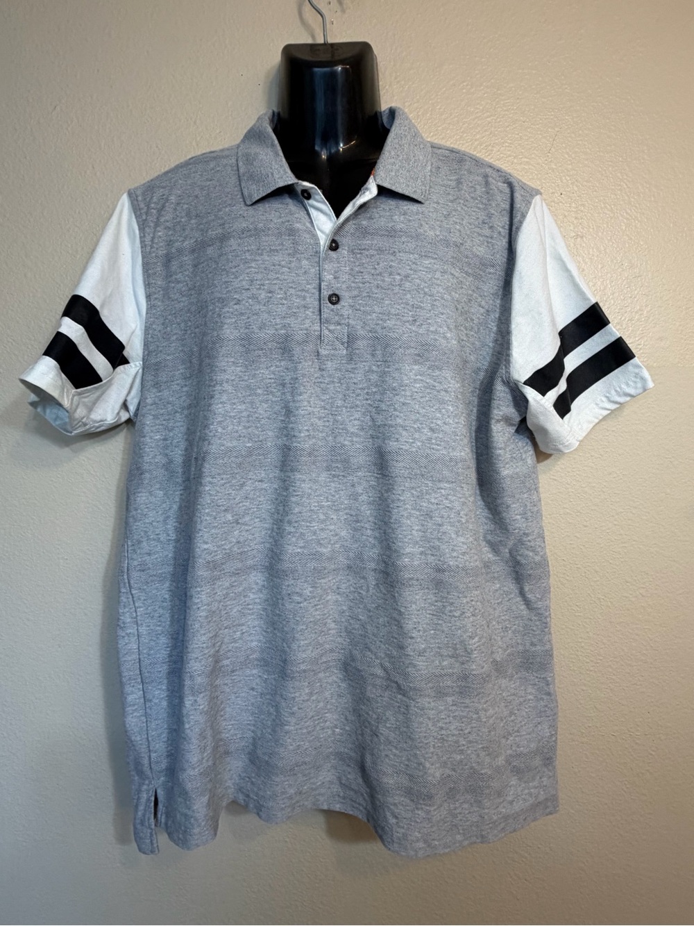 Sean John Vintage Men's Gray Contrast Sleeve Polo Shirt